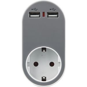 ΑΝΤΑΠΤΟΡΑΣ ΑΣΦΑΛΕΙΑΣ ΣΕ ΣΟΥΚΟ ΚΑΙ 2 USB ΓΚΡΙ 5V 2.4A